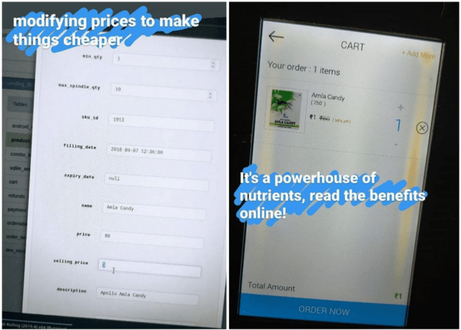 editing the item prices in database to lower the value